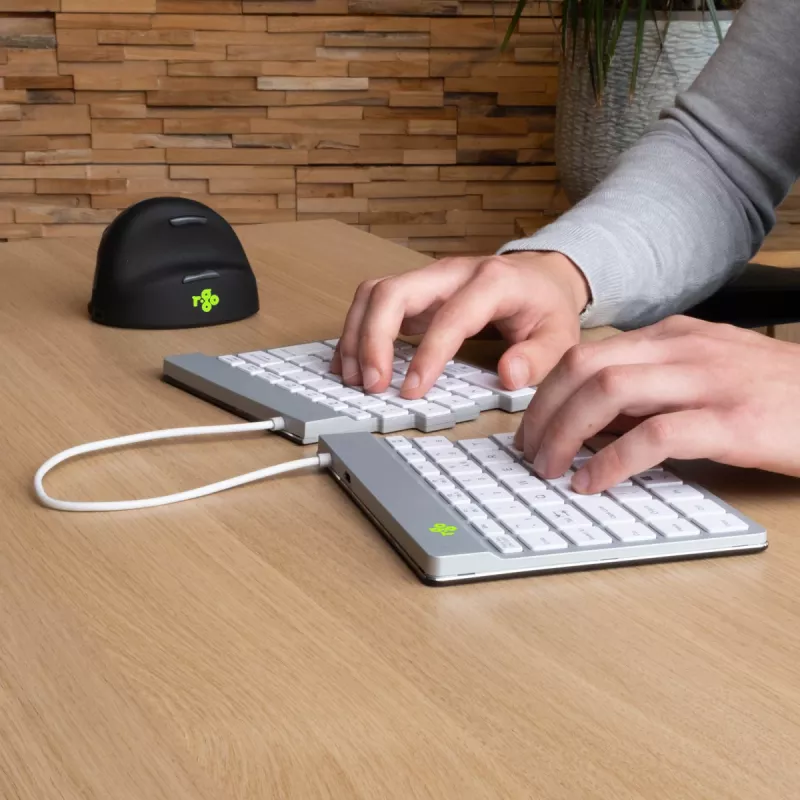 R-Go Tools ergonomická klávesnica R-Go Split Break so softvérom na prestávky, ergonomická delená klávesnica, QWERTY (US), Bluetooth, biela