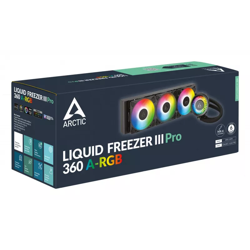 ARCTIC Liquid Freezer III Pro 360 A-RGB - multi-kompatibilný all-in-one CPU vodný chladič s A-RGB
