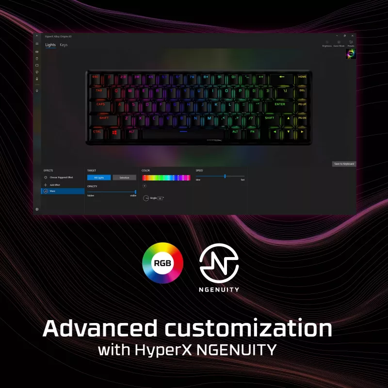 Klávesnica HyperX Alloy Origins 65 4P5D6AN#UUW, severské rozloženie