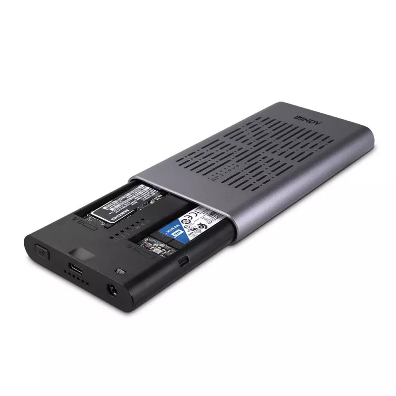 Lindy USB 3.2 Gen 2x2 Dual M.2 NVMe SSD puzdro s funkciou klonovania