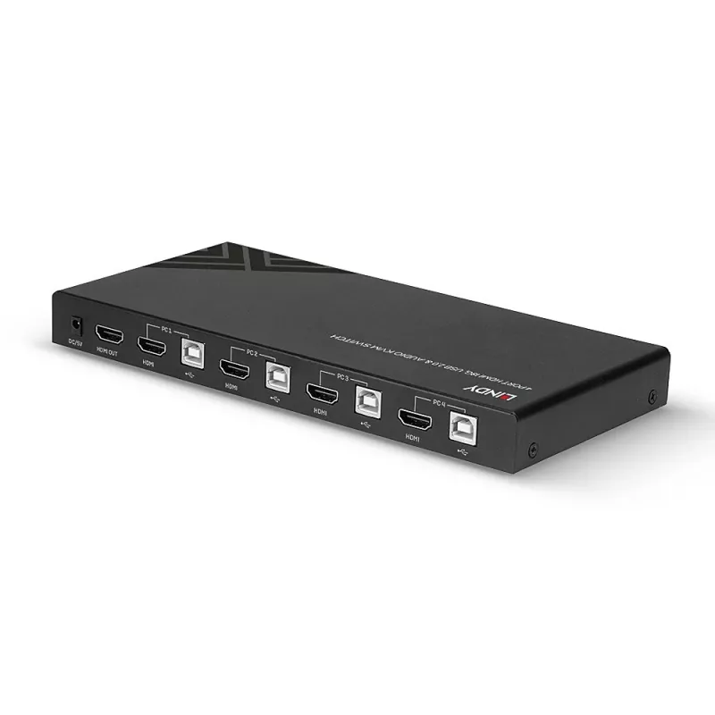 Lindy KVM prepínač HDMI 18G USB 2.0 Audio 4 porty 4K Ultra HD