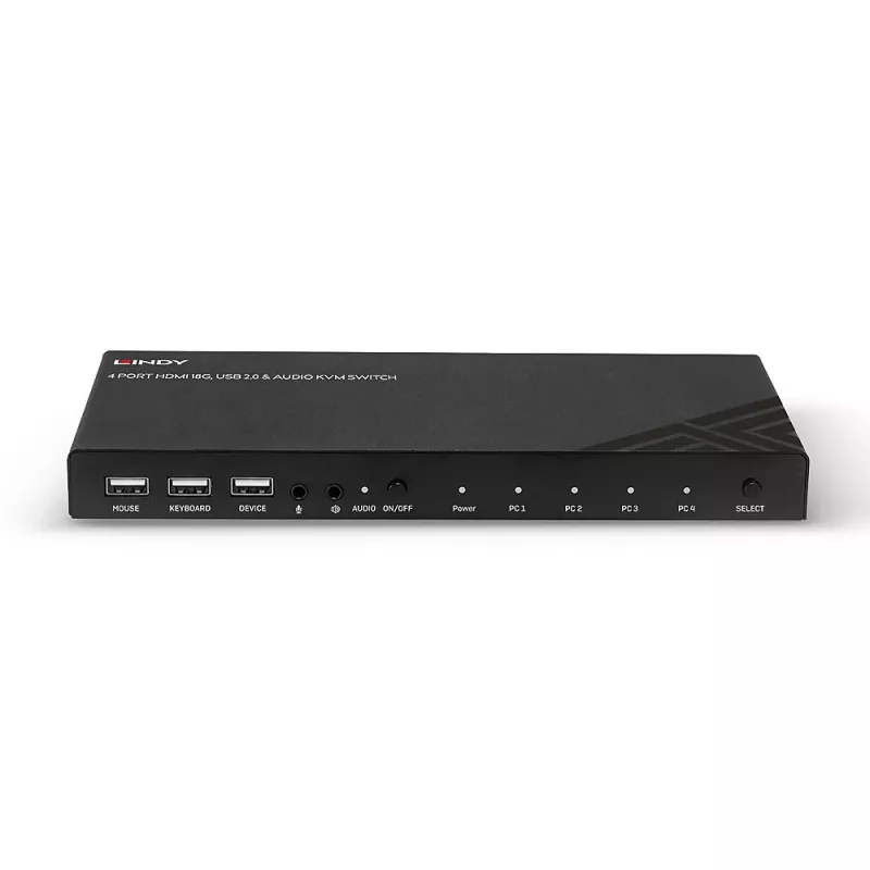 Lindy KVM prepínač HDMI 18G USB 2.0 Audio 4 porty 4K Ultra HD