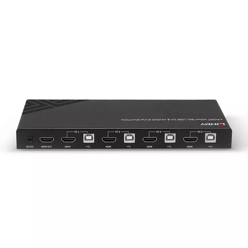 Lindy KVM prepínač HDMI 18G USB 2.0 Audio 4 porty 4K Ultra HD