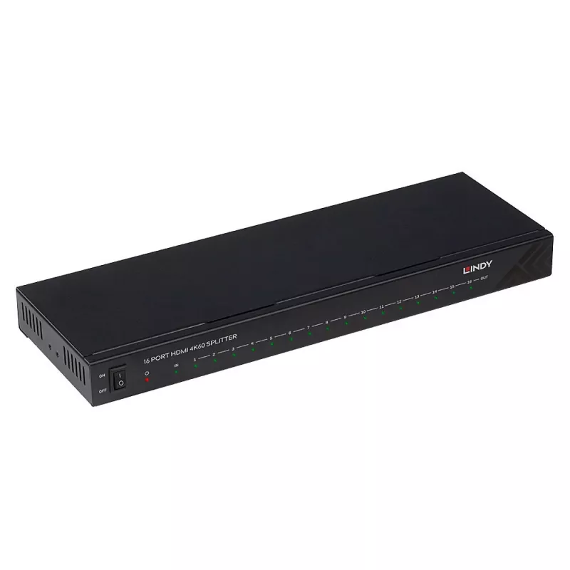 Lindy 16 port HDMI 4K60 rozbočovač 16x HDMI 3840x2160 čierny