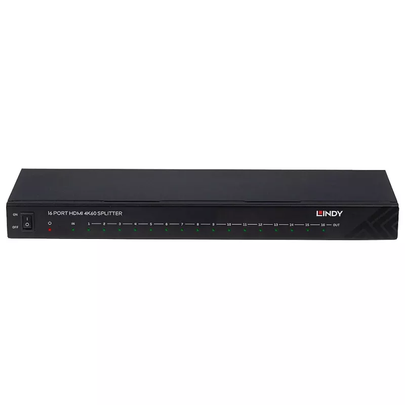 Lindy 16 port HDMI 4K60 rozbočovač 16x HDMI 3840x2160 čierny