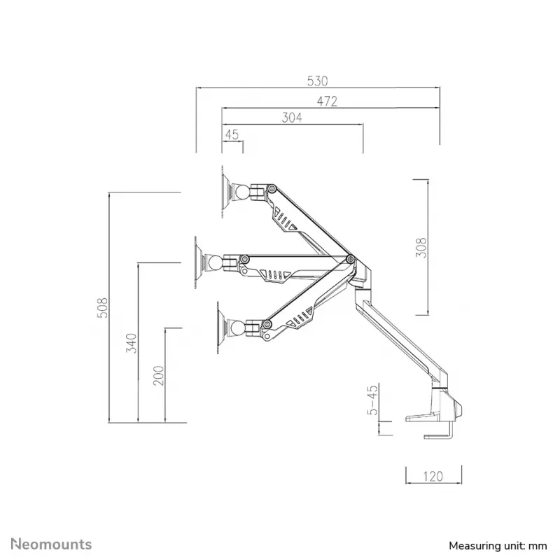 Neomounts FPMA-D750DWHITE2 rameno monitora 10-32 inch - plynová pružina - stolová svorka - 180°-stop
