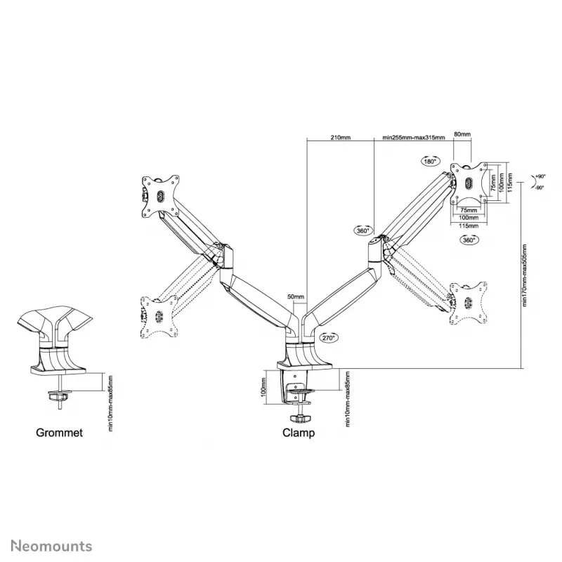Neomounts NM-D750DSILVER držiak monitora 10-32