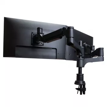 Držiak monitora R-Go Tools R-Go Caparo Dual, pre dva monitory, výškovo nastaviteľný s plynovou pružinou, nosnosť 3-9 kg, 100% cirkulárny, čierny
