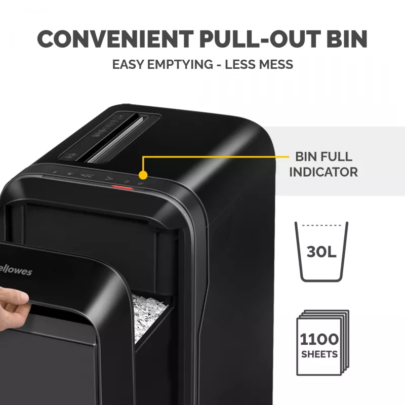 Fellowes Powershred LX221 5050401 skartovač papiera s mikrorezom, P-5, 20 listov, 2 x 12 mm, 30 l, 70 dB, čierny