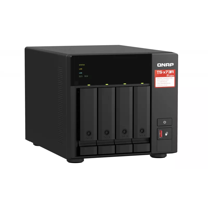 QNAP TS-473A NAS Tower Ryzen Embedded V1500B 8 GB DDR4 0 TB QNAP Turbo System čierna