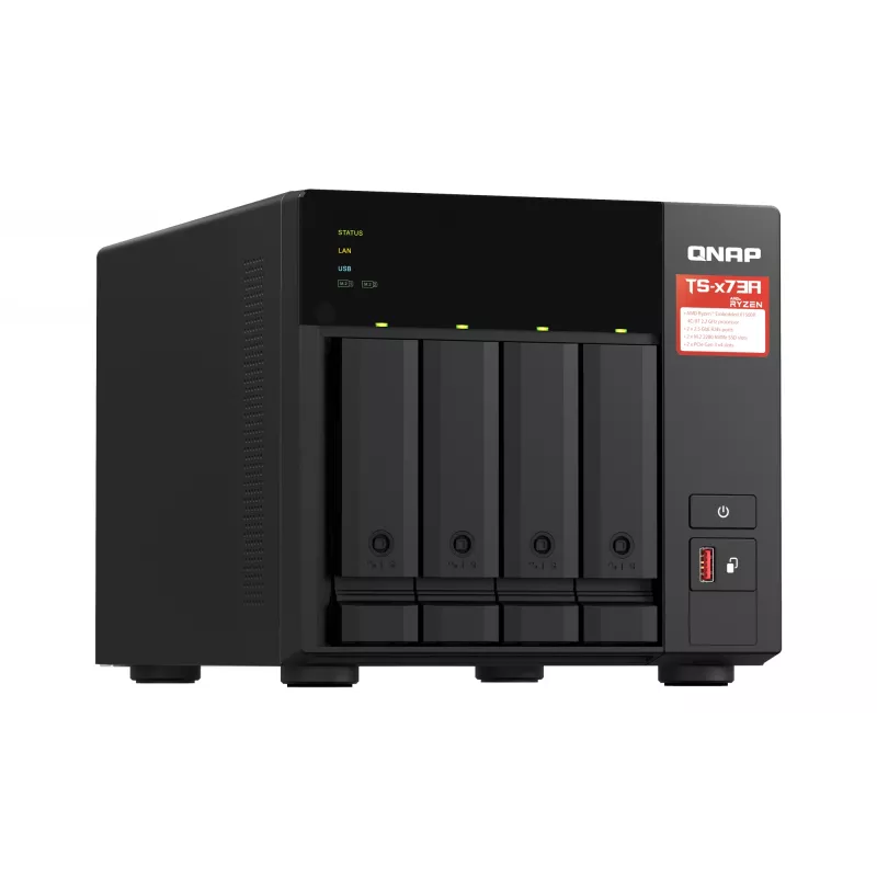 QNAP TS-473A NAS Tower Ryzen Embedded V1500B 8 GB DDR4 0 TB QNAP Turbo System čierna