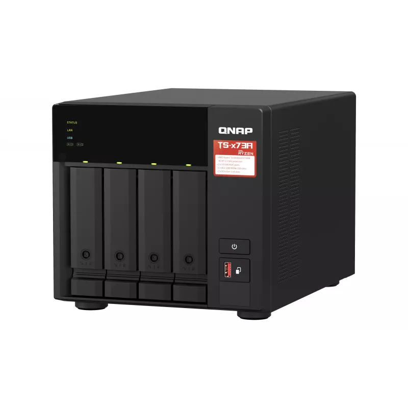 QNAP TS-473A NAS Tower Ryzen Embedded V1500B 8 GB DDR4 0 TB QNAP Turbo System čierna