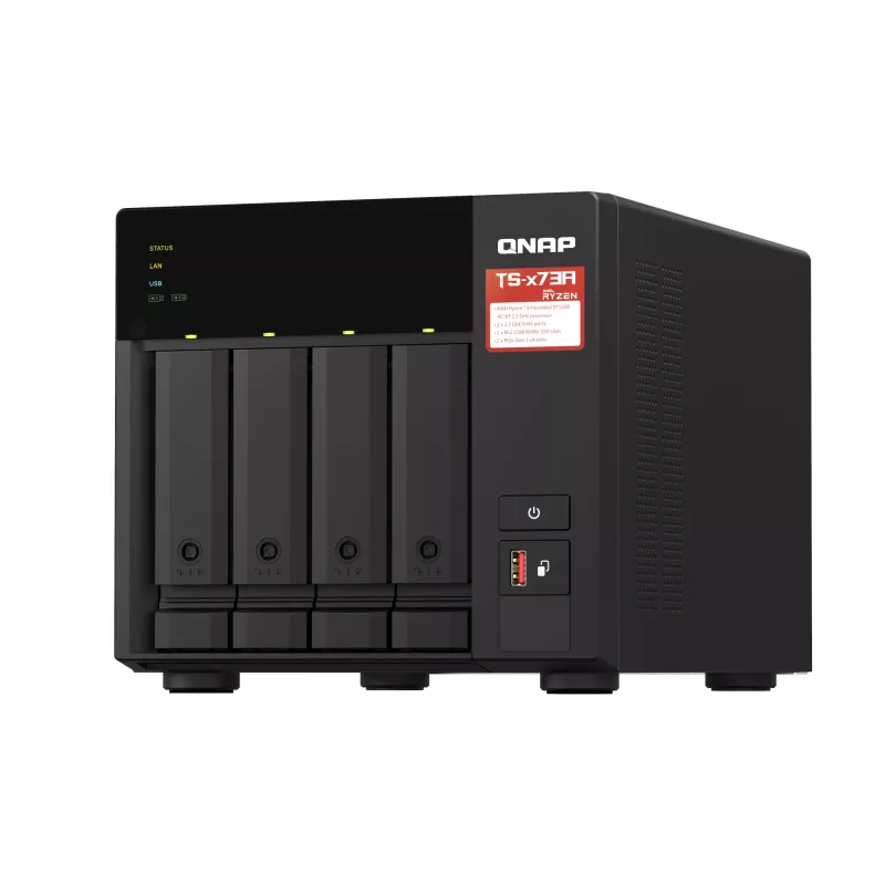 QNAP TS-473A NAS Tower Ryzen Embedded V1500B 8 GB DDR4 0 TB QNAP Turbo System čierna