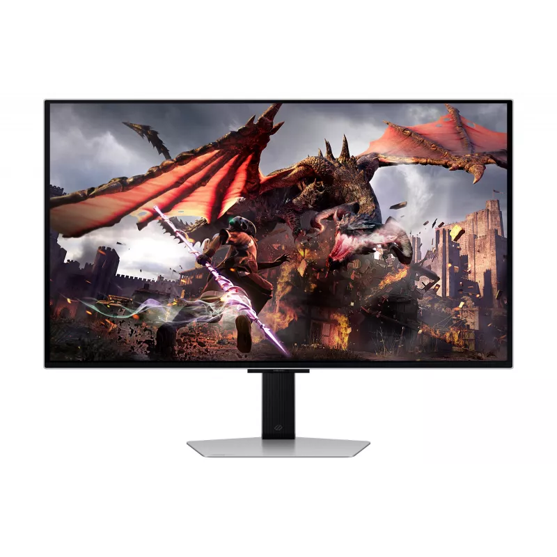 Samsung Odyssey OLED G8 G80SD LS32DG802SUXDU herný monitor, 32 palca (81,3 cm) OLED, 4K UHD 3840 x 2160, 240 Hz, 0,03 ms, HDR10, 2x HDMI, DisplayPort, USB 3.0 hub, nastaviteľná výška, pivot, strieborný