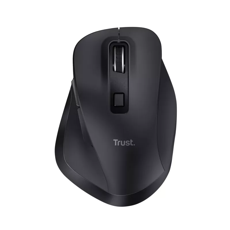 TRUST Fyda Office ergonomická pravá bezdrôtová myš – RF + Bluetooth 5.2 – optická 2400 DPI – 6 tlačidiel – čierna