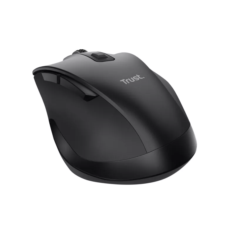 TRUST Fyda Office ergonomická pravá bezdrôtová myš – RF + Bluetooth 5.2 – optická 2400 DPI – 6 tlačidiel – čierna