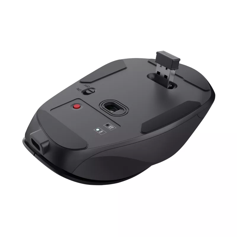 TRUST Fyda Office ergonomická pravá bezdrôtová myš – RF + Bluetooth 5.2 – optická 2400 DPI – 6 tlačidiel – čierna