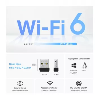TP-Link Archer TX1U Nano AX300 USB adaptér Wi-Fi 6