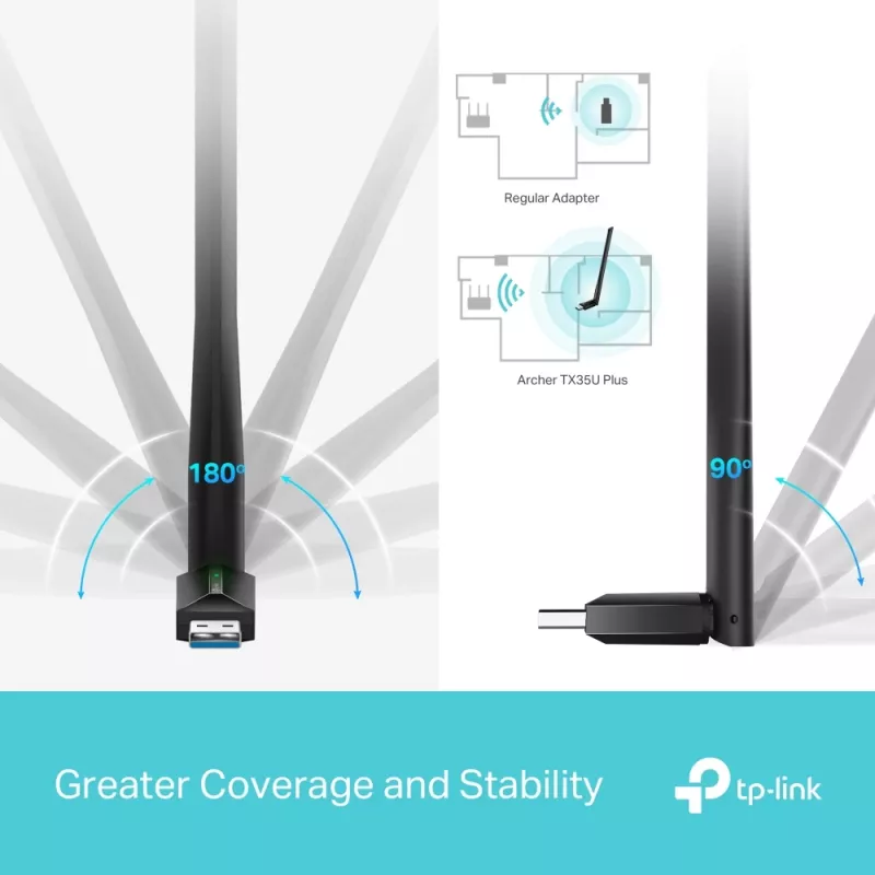 Bezdrôtový USB Wi-Fi adaptér TP-LINK Archer TX35U PLUS — Wi-Fi 6 Dualband 1201 Mbit/s, USB napájaný, čierny