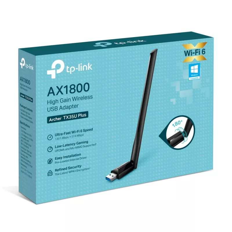 Bezdrôtový USB Wi-Fi adaptér TP-LINK Archer TX35U PLUS — Wi-Fi 6 Dualband 1201 Mbit/s, USB napájaný, čierny