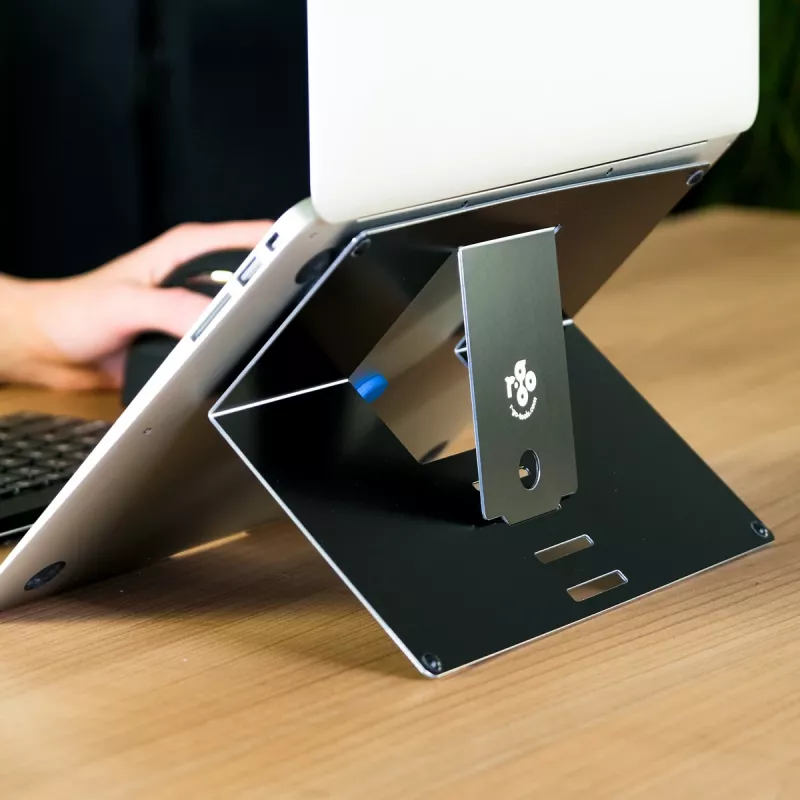 R-Go Tools stojan na notebook R-Go Riser Attachable, nastaviteľný, integrovaný do notebooku, Hliník, čierny