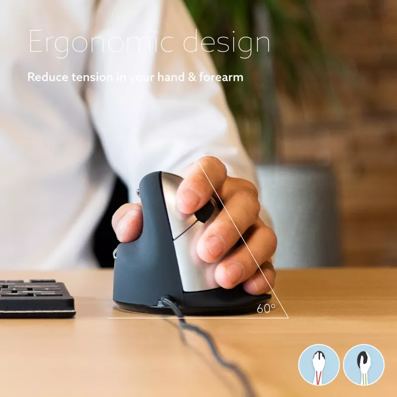 R-Go Tools Ergonomická myš R-Go HE Break so softvérom na prestávky, veľká (veľkosť ruky ≥ 185 mm), ľavá, káblová, čierna