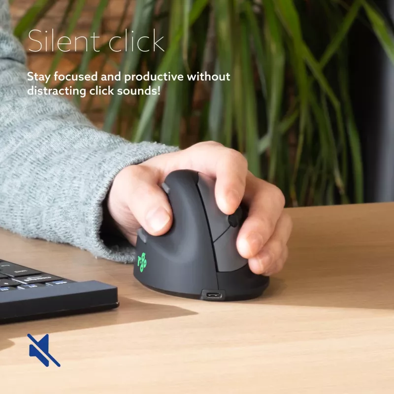 R-Go Tools Ergonomická myš R-Go HE Break so softvérom na prestávky, stredná (veľkosť ruky 165-185 mm), ľavá, Bluetooth, čierna