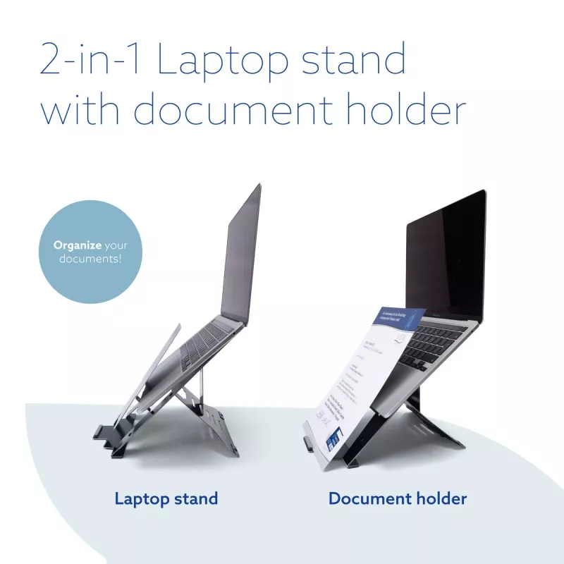 R-Go Tools stojan na notebook R-Go Riser Document, ergonomický, skladací a nastaviteľný stojan s držiakom dokumentov, čierny