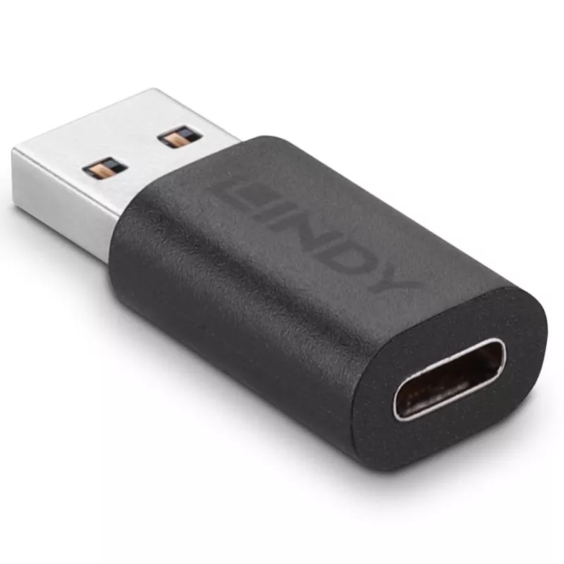 Lindy USB 3.2 Type-A na C adaptér, USB 3.2 Type-A, USB 3.2 Type-C, čierna