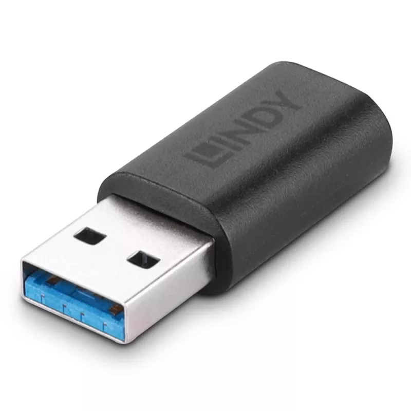 Lindy USB 3.2 Type-A na C adaptér, USB 3.2 Type-A, USB 3.2 Type-C, čierna