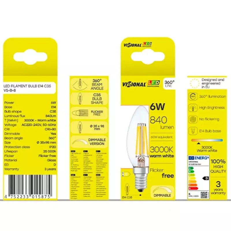 LED žiarovka VISIONAL VS-B-9 6,5 W 950 lm – energeticky úsporná žiarovka do domácnosti