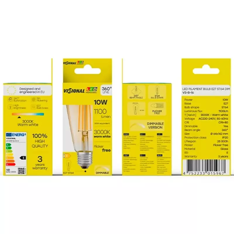 LED žiarovka VISIONAL VS-B-16 10W — 1100 lm, osvetlenie domácnosti