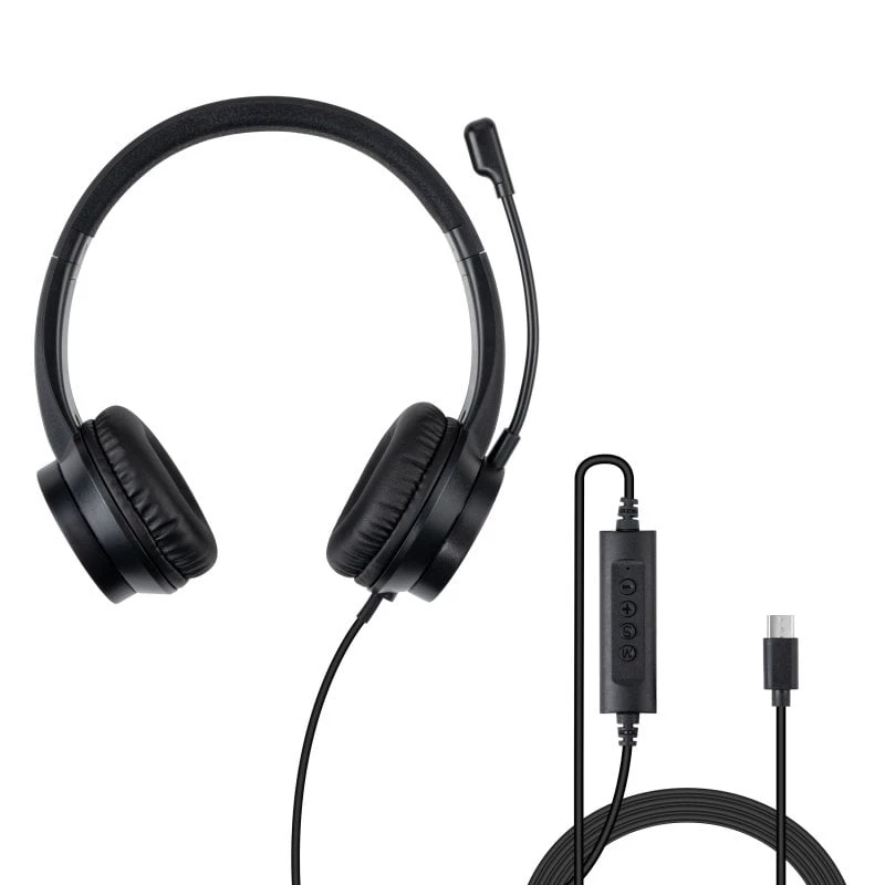 Lindy 20439 kancelárske slúchadlá USB-C s adaptérom z USB-A na USB-C