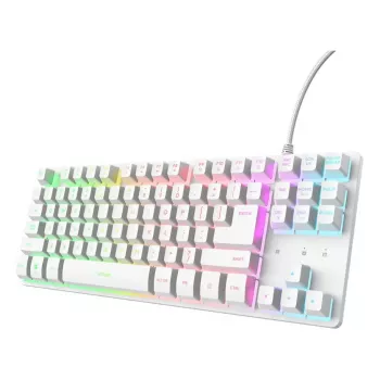 Mechanická tenkeyless herná klávesnica TRUST GXT 833W Thado TKL – USB, QWERTY US, RGB, biela, 87 klávesov