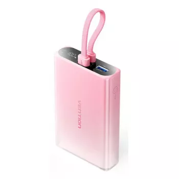 Powerbank Vention 10000mAh (USB-C, Lightning, USB-A) 22,5W LED displej ružová