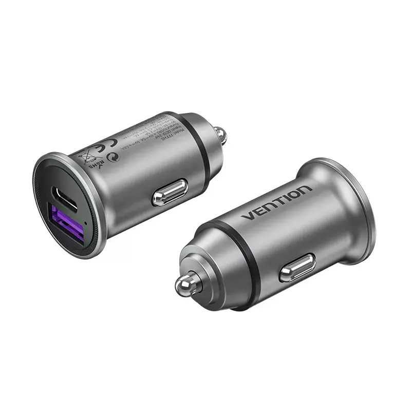 Vention FFBH0 nabíjačka do auta, 2 USB porty, sivá