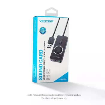 Vention USB 2.0 externý stereo zvukový adaptér s reguláciou hlasitosti 0,15 M čierna ABS