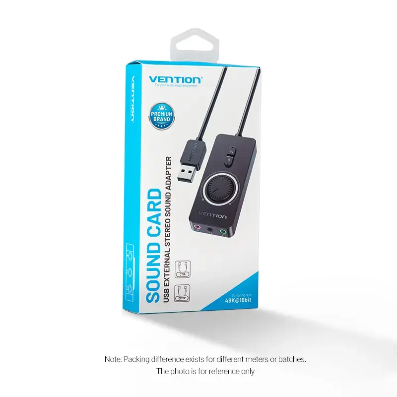 Vention USB 2.0 externý stereo zvukový adaptér s reguláciou hlasitosti 0,15 M čierna ABS