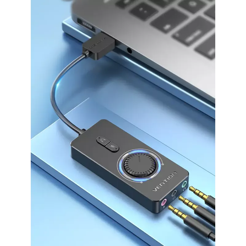 Vention USB 2.0 externý stereo zvukový adaptér s reguláciou hlasitosti 0,15 M čierna ABS