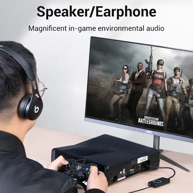 Vention USB 2.0 externý stereo zvukový adaptér s reguláciou hlasitosti 0,15 M čierna ABS