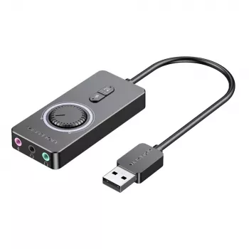 Vention USB 2.0 externý stereo zvukový adaptér s reguláciou hlasitosti 0,15 M čierna ABS