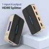 HDMI splitter Vention 1 In 4 Out 4K@30Hz zlatá hliníková zliatina
