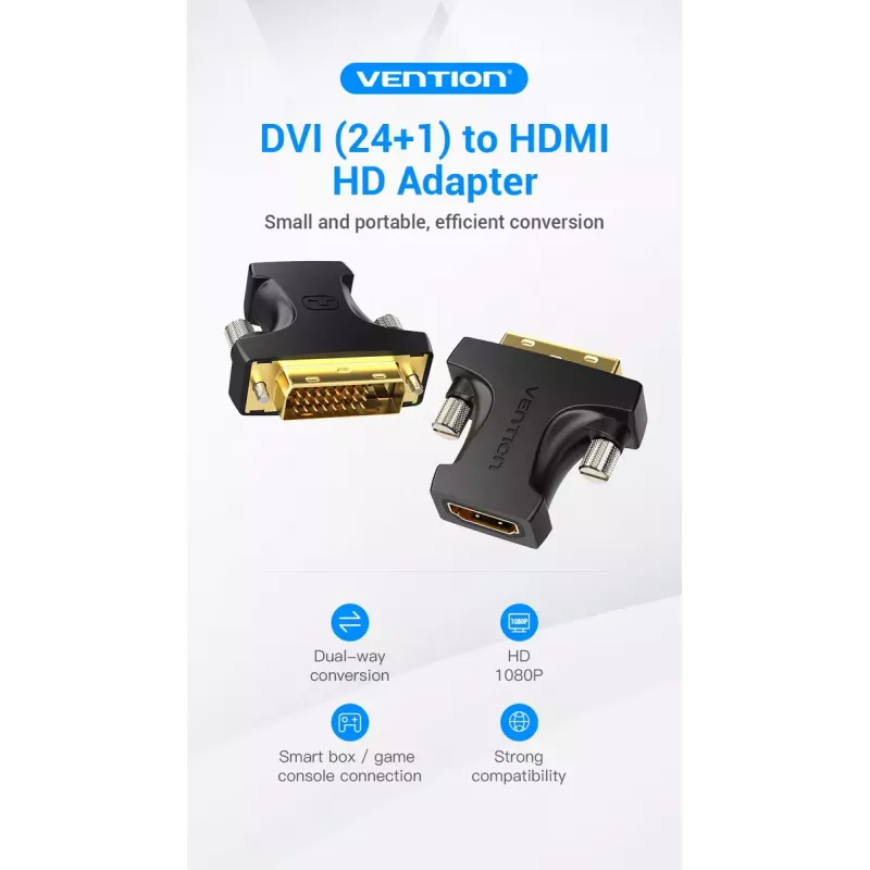 Vention HDMI konektor samica na DVI konektor samec adaptér čierny 1920x1080 60Hz