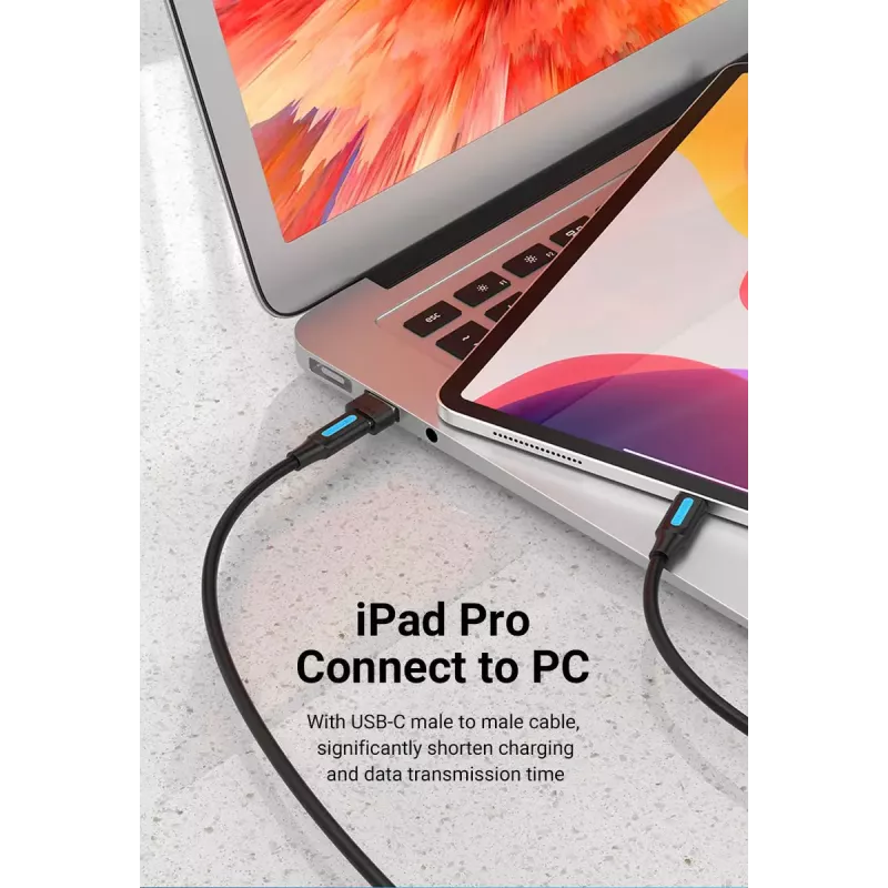 USB adaptér Vention CDWB0 USB 2.0 konektor samec na USB-C konektor samica čierny PVC