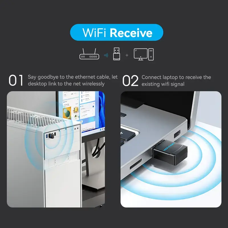 Vention KDSB0 USB Wi-Fi adaptér, dvojpásmový 2,4G/5G