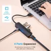 USB 2.0 hub Vention 3-portový s 100M Ethernet adaptérom, USB 2.0 host, 4 porty, čierny