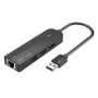 USB 2.0 hub Vention 3-portový s 100M Ethernet adaptérom, USB 2.0 host, 4 porty, čierny