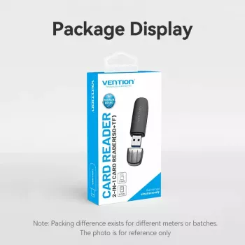 Vention 2-in-1 USB 3.2 Gen 1 (USB 3.0) čítačka kariet — SD & MicroSD, čierna, kompaktná