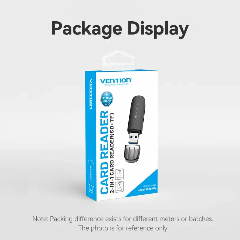 Vention CLGB0 čítačka kariet 2 v 1, USB 3.0 A, SD + TF, dvojité písmeno jednotky, čierna