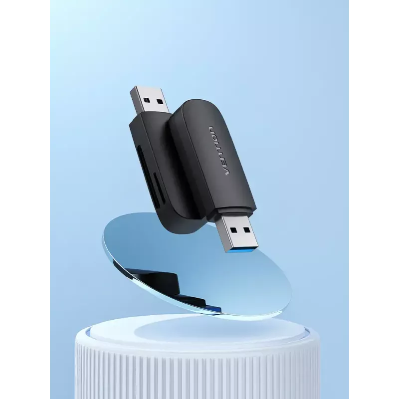 Vention CLGB0 čítačka kariet 2 v 1, USB 3.0 A, SD + TF, dvojité písmeno jednotky, čierna